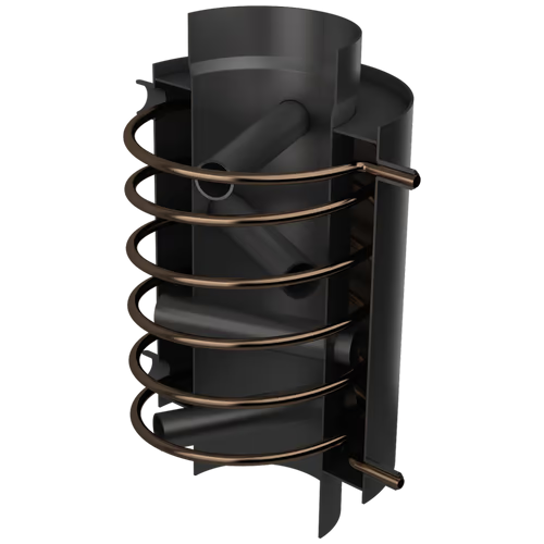 Теплообменник водный для дымохода, со змеевиком