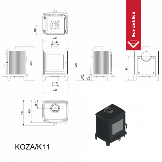 Печь Kratki PRO KOZA K11