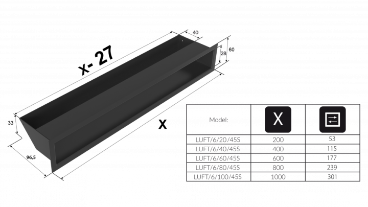 Люфт черная 6x40