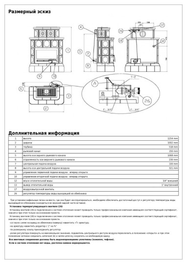 Керамическая печь KARELIE, с кафельным цоколем, с теплообменником