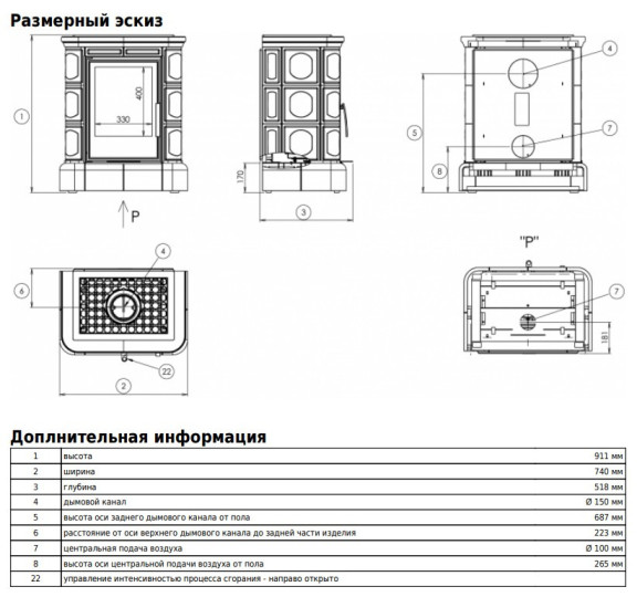Печь ABX MARINA KPI, с кафельным цоколем, перламутр
