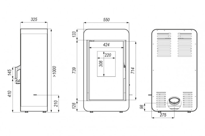 Печь DEFRO HOME PICO, 6,6 кВт, черная сталь