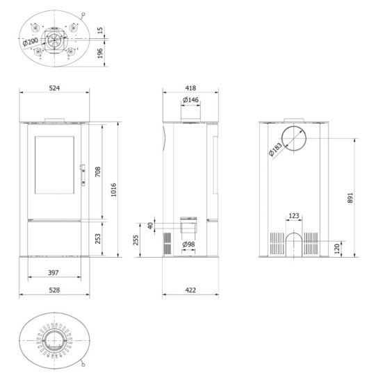Печь ILDNORD LOKI панорамное стекло
