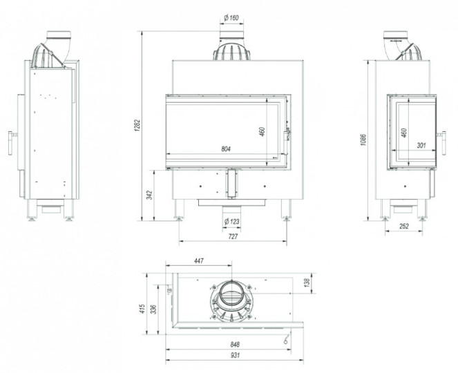 Топка Kratki Pro LUCY/14/SLIM/L/BS угловое стекло слева