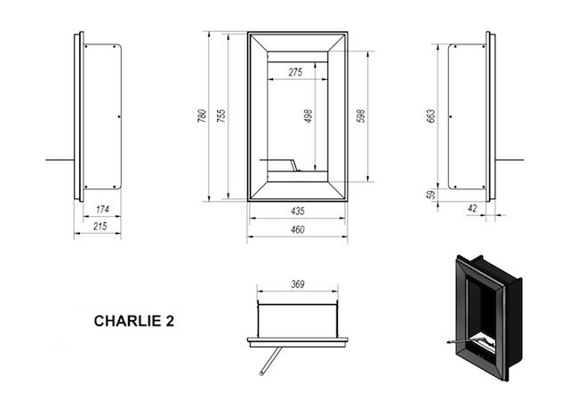 Биокамин CHARLIE 2 стальной