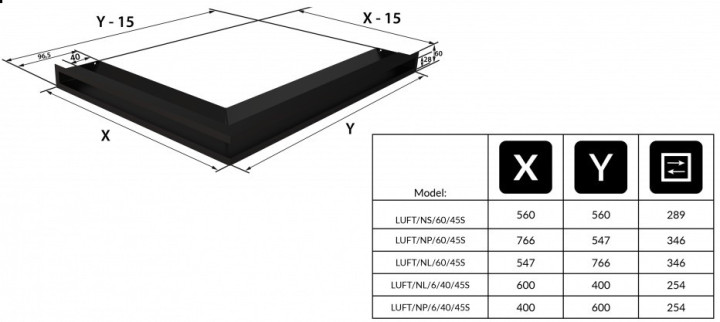 Решетка Kratki Люфт угловая левая графит 60