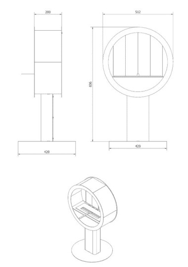 Биокамин напольный Kratki Orbio TUV
