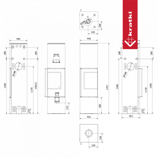 Печь Kratki PRO REN/L/P