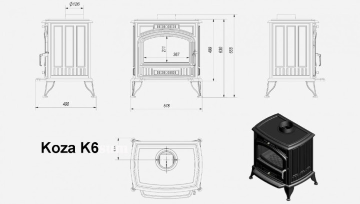 Чугунная печь Kratki Koza/K6