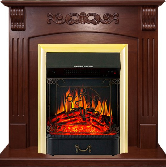 Каминокомплект Sorrento угловой - Орех с очагом Majestic FX Brass Каминокомплект Sorrento угловой - Орех с очагом Majestic FX Brass