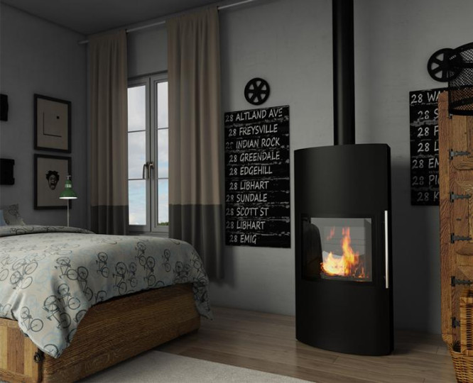 Печь-камин EMBER Гордана 480 L black (чёрная)