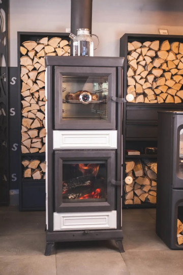 Печь-камин Astov (Астов) Майолика с духовкой Красная