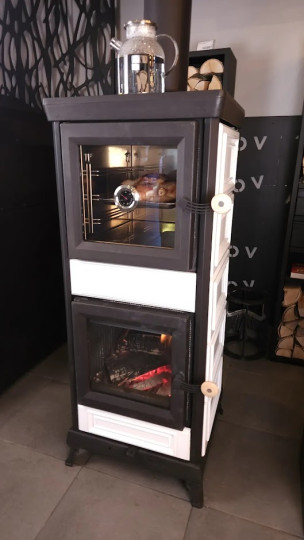 Печь-камин Astov (Астов) Майолика с духовкой Красная