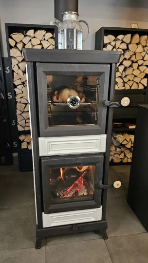 Печь-камин Astov (Астов) Майолика с духовкой Красная