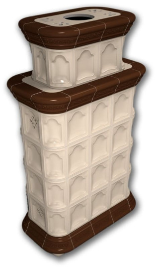 Изразцовый камин КимрПечь Истра двуярусный центральный шоколад