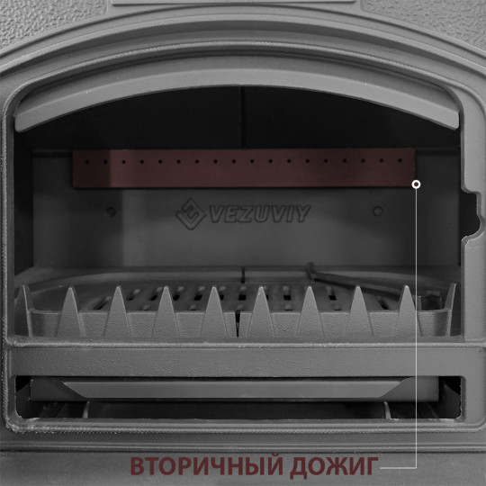 Печь-камин Везувий KZ-14PS "Антрацит" c дополнительным боковым остеклением и конфоркой Печь-камин Везувий KZ-14PS "Антрацит" c дополнительным боковым остеклением и конфоркой