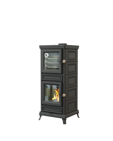 Печь-камин Astov (Астов) Майолика с духовкой Чёрная