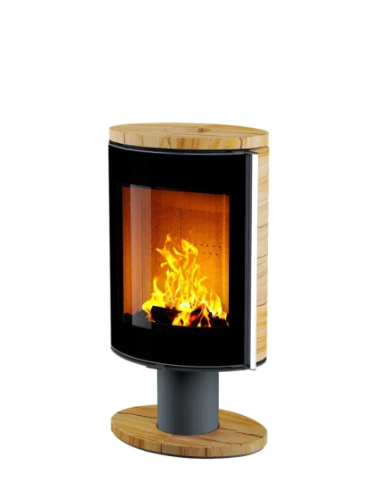 Печь-камин Astov OVAL боковая камень песчаник, крышка камень песчаник, ножка камень песчаник, дверка стекло