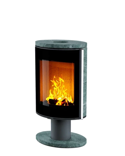 Печь-камин Astov OVAL боковая камень талькомагнезит, крышка камень талькомагнезит, ножка камень талькомагнезит, дверка стекло