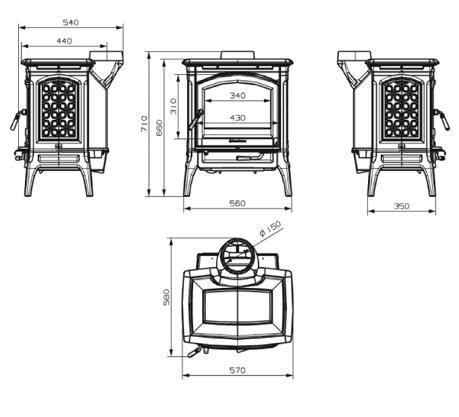 Печь-камин Hergom CRAFTSBURY Коричневая эмаль