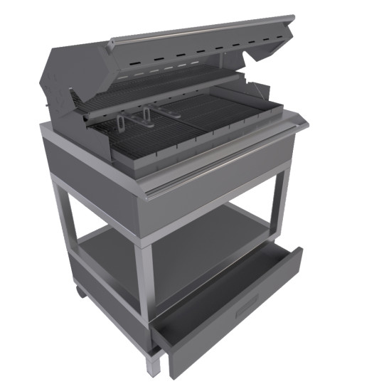 Мобильный модуль с угольным грилем