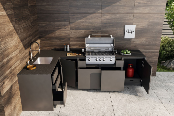 Кухня Astov BBQ № 9 (ширина 1820х2920 мм)