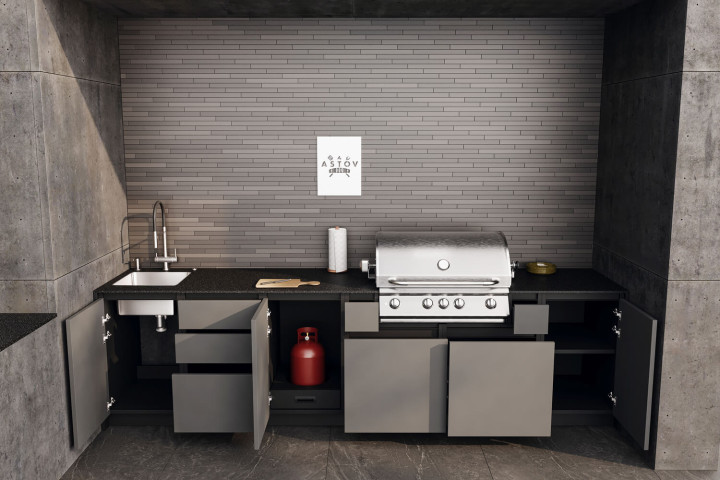 Кухня Astov BBQ № 18 (ширина 3240 мм)